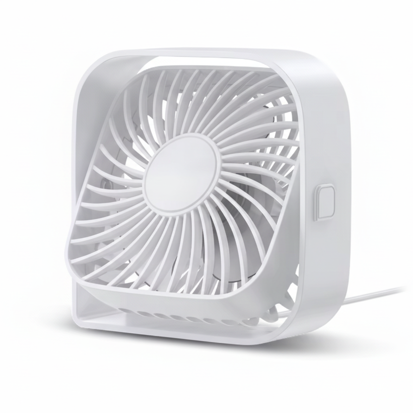 white desk mini fan